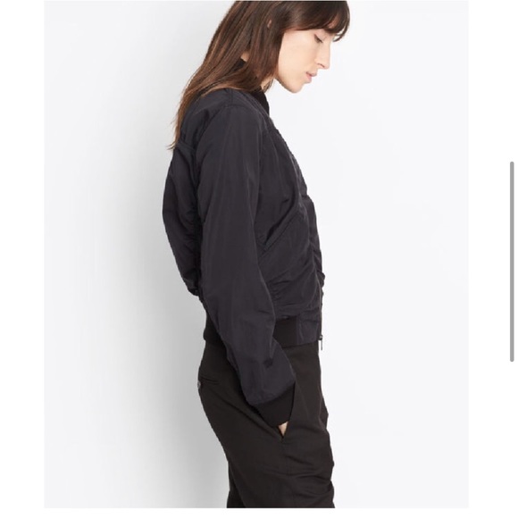 VINCE Ruched Shrunken Bomber Jacket in Coastal Blue: Sz S - Picture 5 of 11